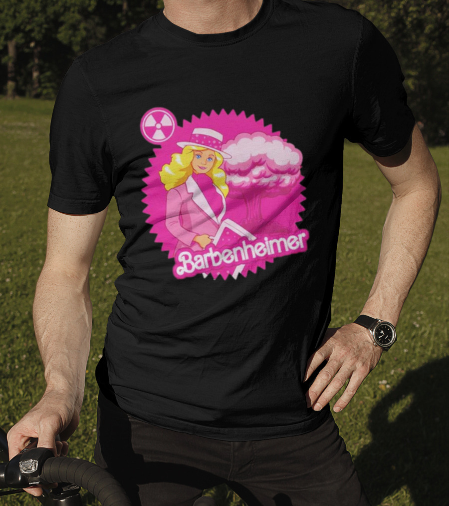 Barbenheimer Pink Explosion Icon With Radioactive T-Shirt