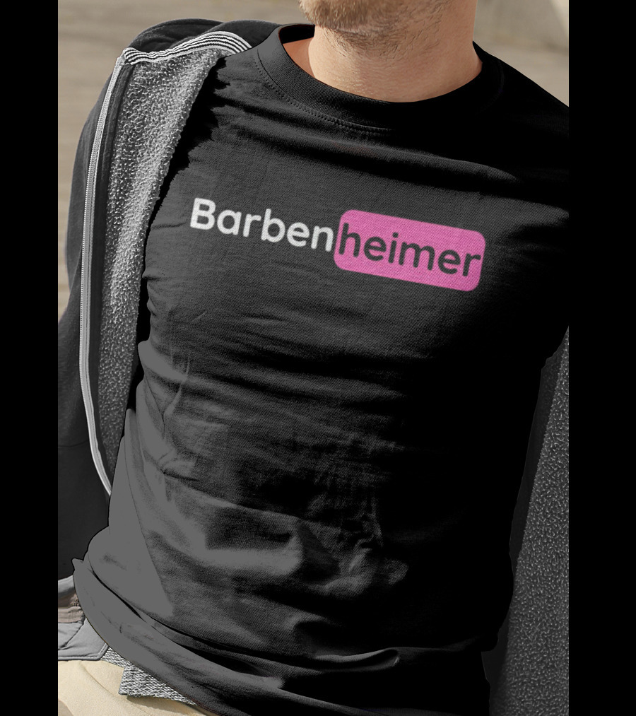 Barbenheimer Text Minimalist Black And Pink T-Shirt