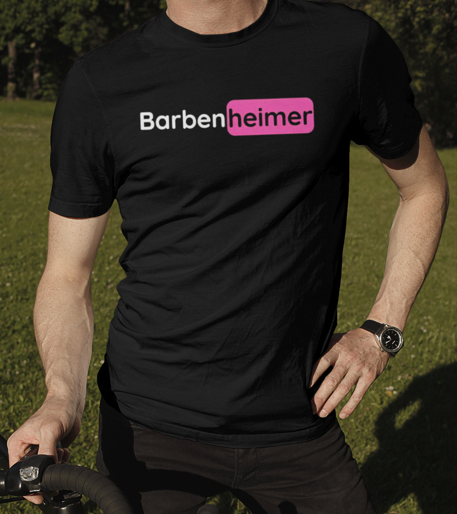 Barbenheimer Text Minimalist Black And Pink T-Shirt