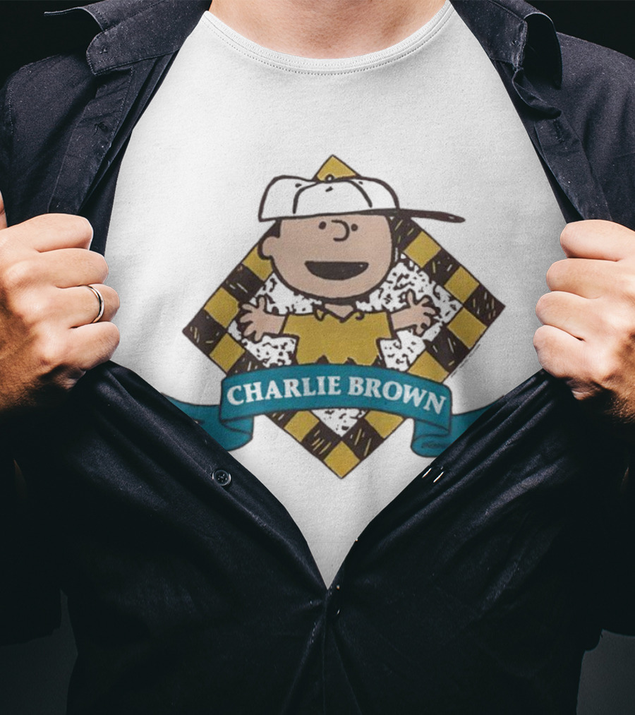 Charlie Brown Baseball Cap Checkered Diamond T-Shirt