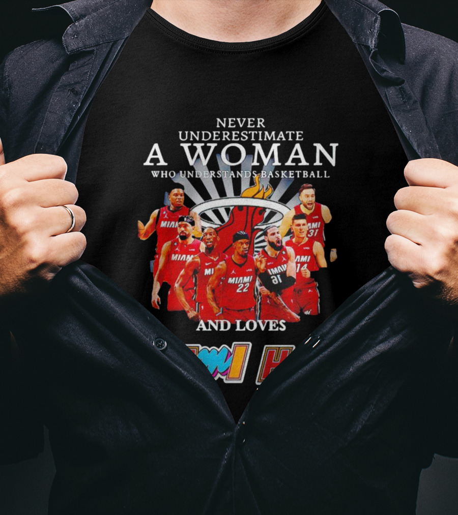 Never Underestimate A Woman Who Understands Basketball And Loves Miami Heat T-Shirt
