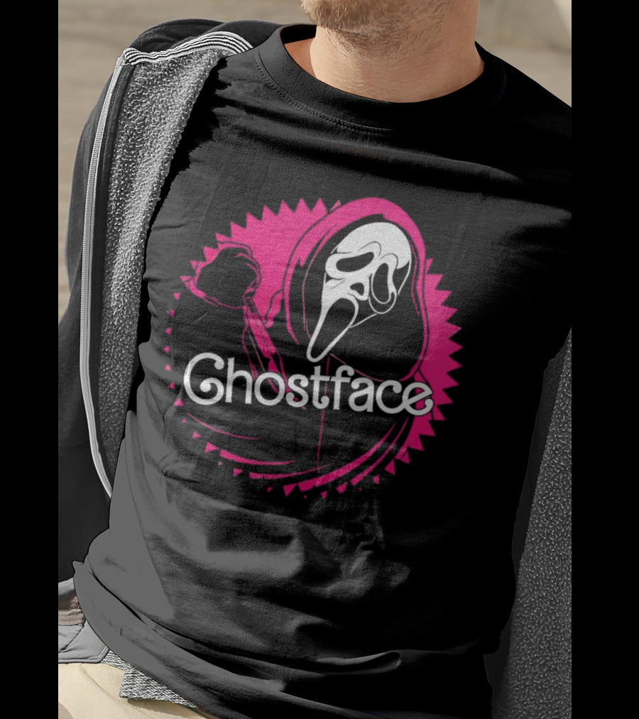 Ghostface Neon Pink Horror Icon In Vibrant T-Shirt