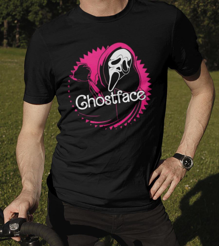 Ghostface Neon Pink Horror Icon In Vibrant T-Shirt