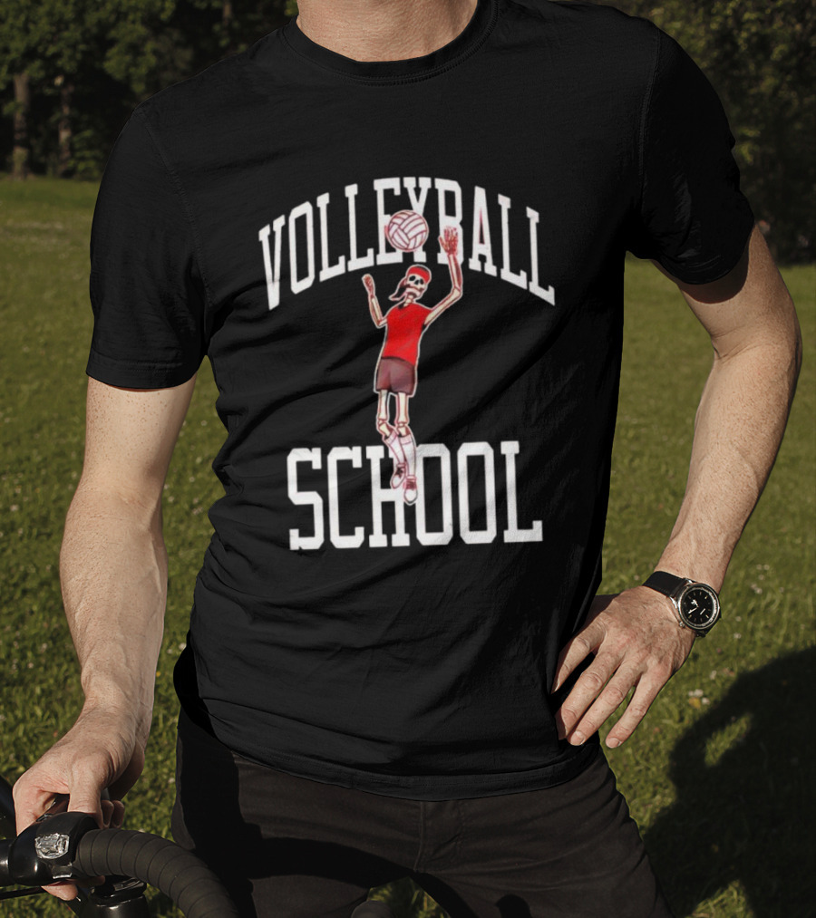 Volleyball School Skeleton Player Action Nebraska T-Shirt