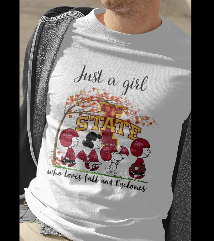 Just A Girl Who Loves Fall And Cyclones Peanuts Cartoon Iowa State Halloween T-Shirt