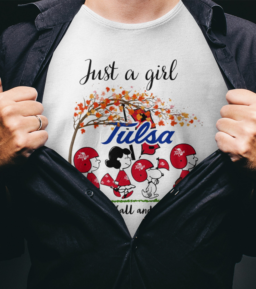 Just A Girl Who Loves Fall And Tulsa Hurricane Peanuts Cartoon T-Shirt