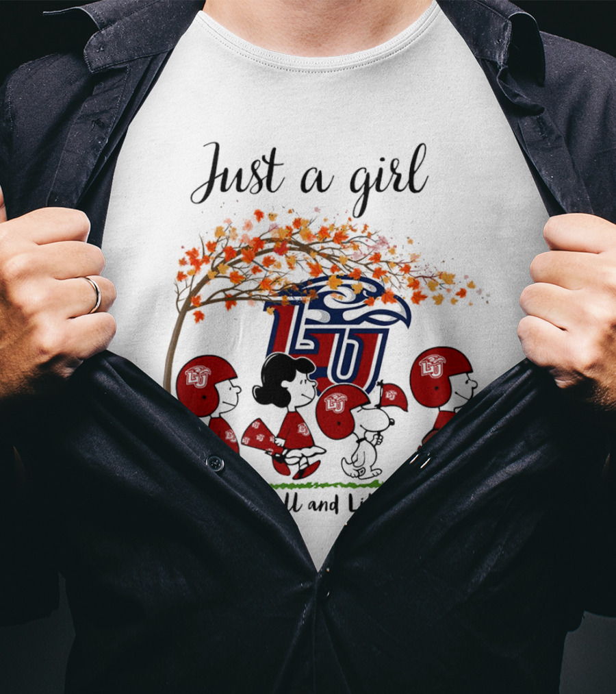 Just A Girl Who Loves Fall And Liberty Flames Peanuts Halloween T-Shirt