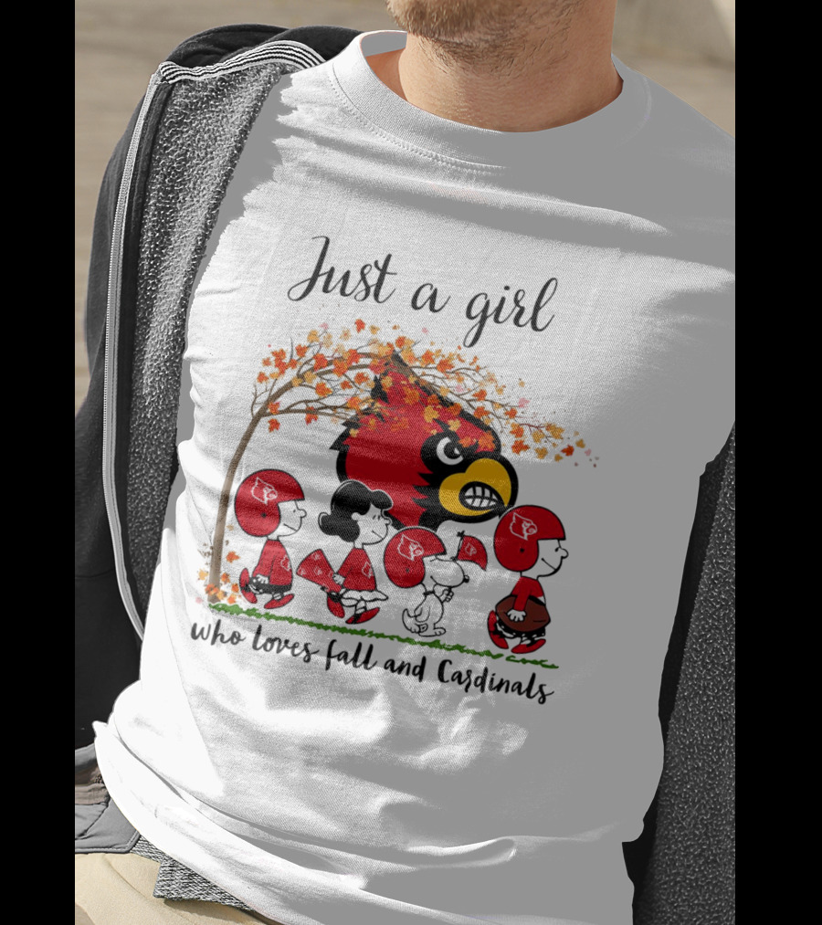 Just A Girl Who Loves Fall And Cardinals Peanuts Cartoon T-Shirt