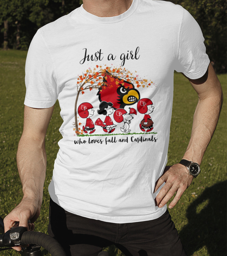 Just A Girl Who Loves Fall And Cardinals Peanuts Cartoon T-Shirt