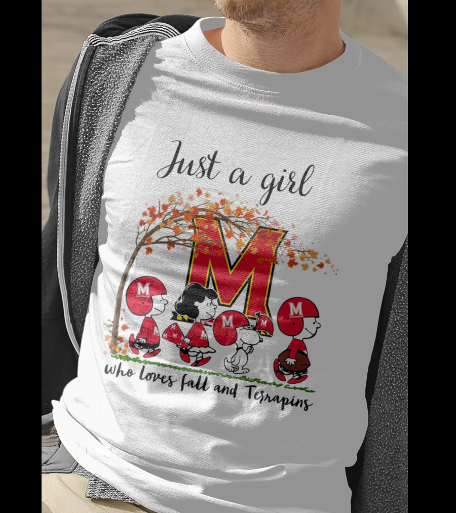 Just A Girl Who Loves Fall And Terrapins Peanuts Cartoon T-Shirt