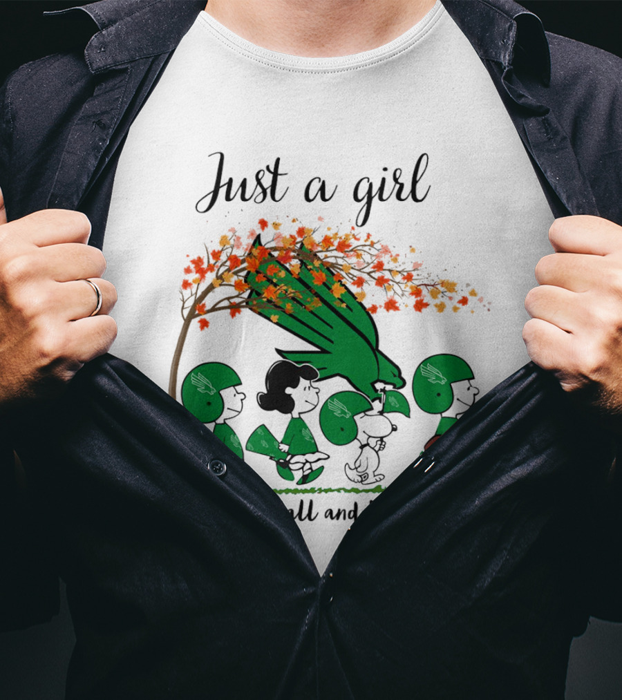 Just A Girl Who Loves Fall And Mean Green Peanuts Cartoon Football Halloween T-Shirt