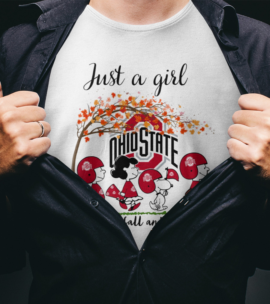 Just A Girl Who Loves Fall And Ohio State Buckeyes Peanuts Cartoon T-Shirt