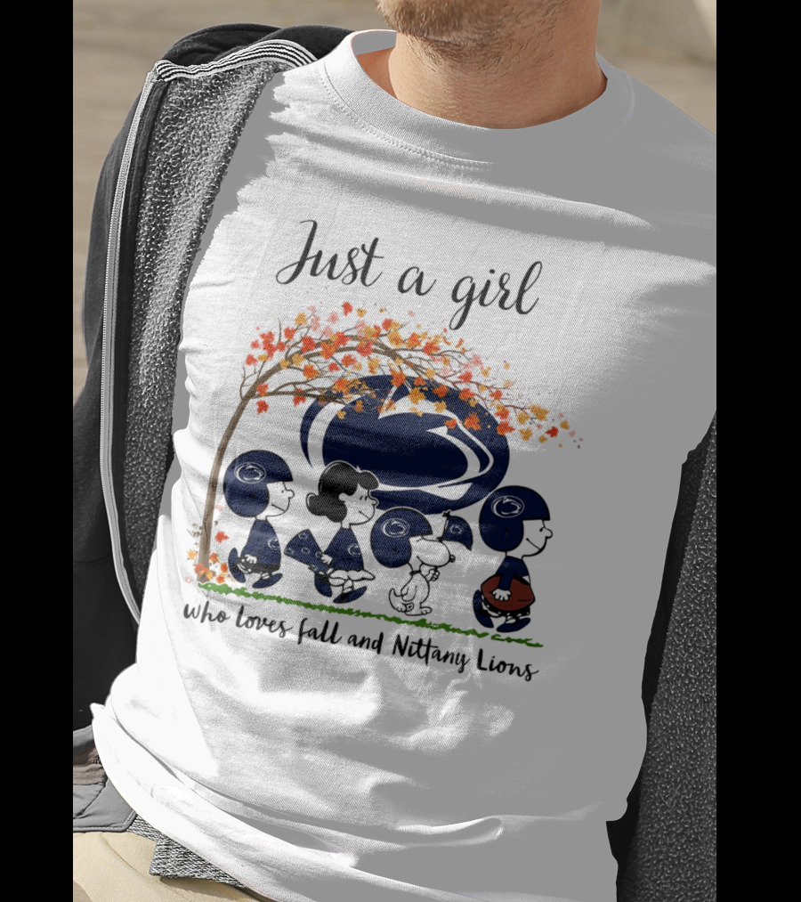 Just A Girl Who Loves Fall And Nittany Lions Peanuts Cartoon Halloween T-Shirt