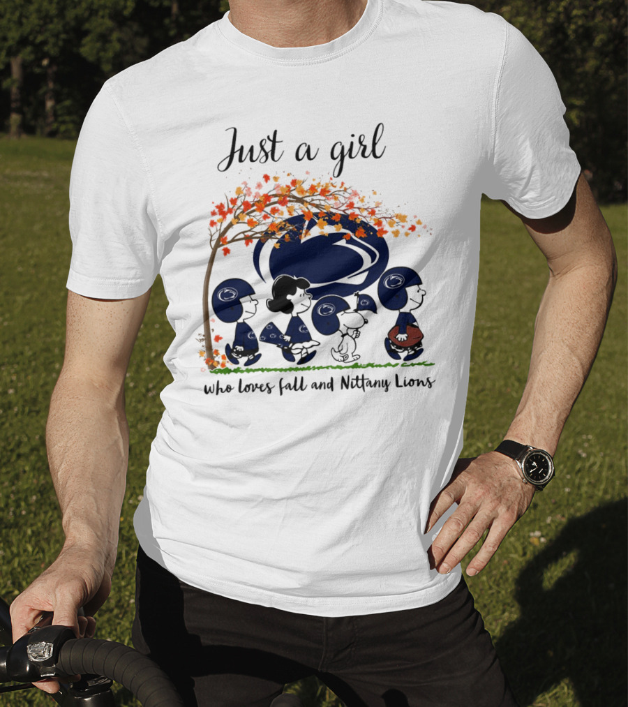 Just A Girl Who Loves Fall And Nittany Lions Peanuts Cartoon Halloween T-Shirt