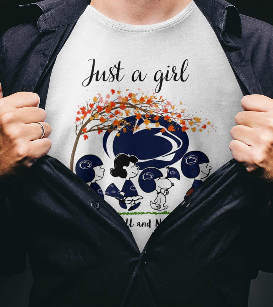 Just A Girl Who Loves Fall And Nittany Lions Peanuts Cartoon Halloween T-Shirt