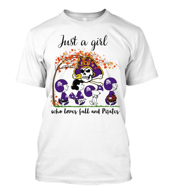 Just A Girl Who Loves Fall And Pirates Peanuts Cartoon Halloween ECU T-Shirt
