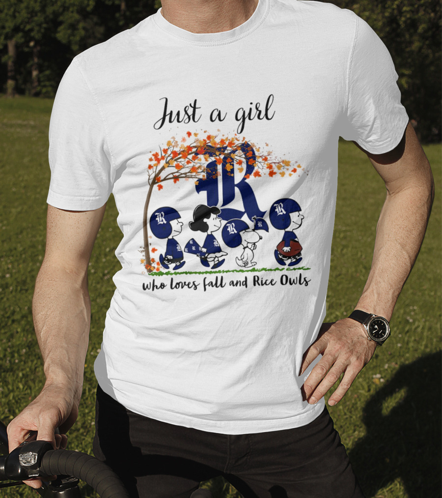 Just A Girl Who Loves Fall And Rice Owls Peanuts Cartoon Halloween T-Shirt