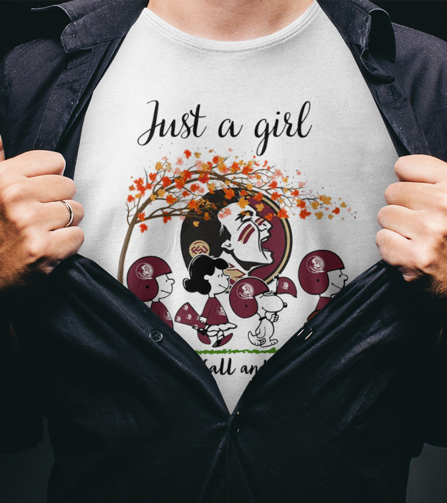 Just A Girl Who Loves Fall And Seminoles Peanuts Cartoon T-Shirt