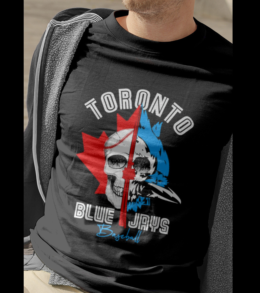 Toronto Blue Jays Skull Baseball Canada Flag T-Shirt