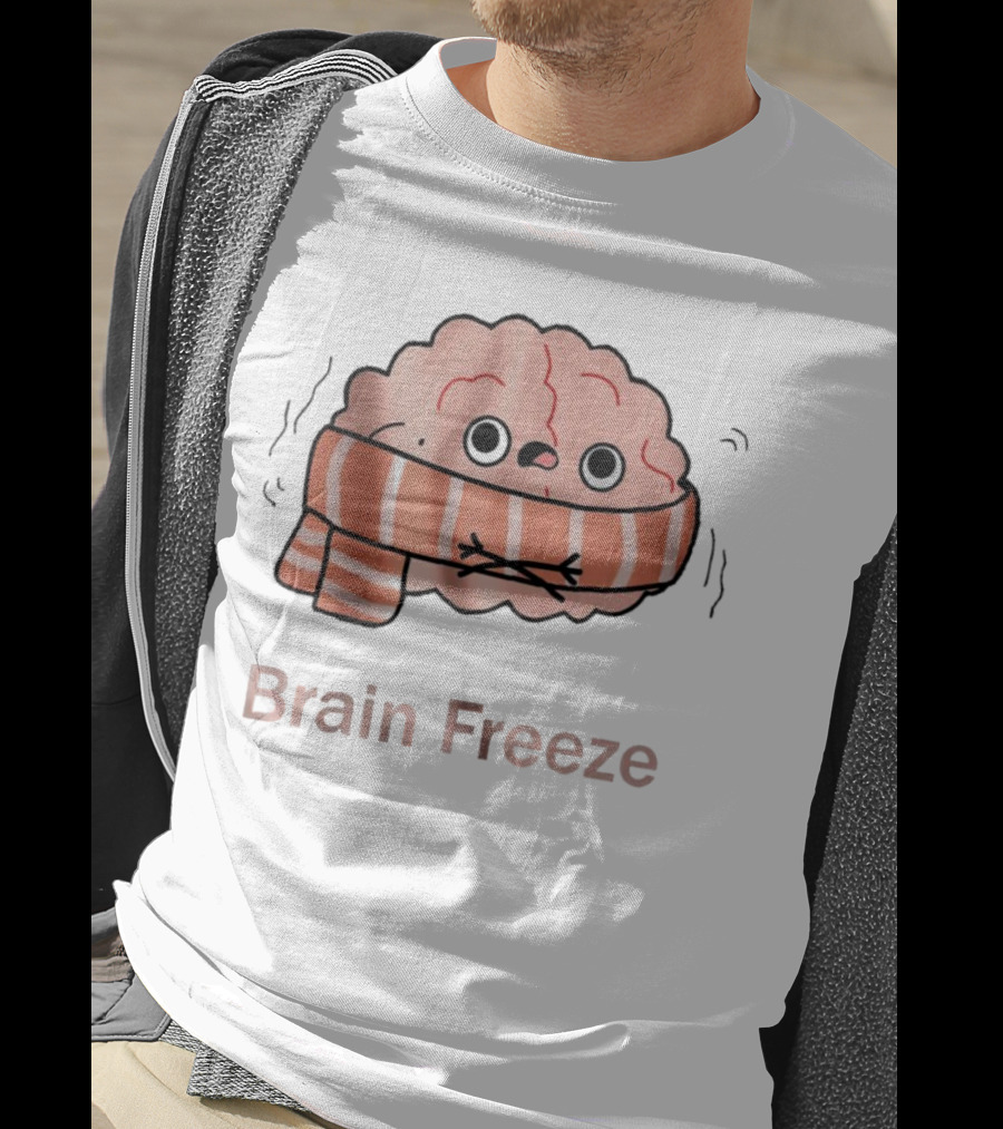 Brain Freeze Shivering Brain Wrapped In A Scarf T-Shirt