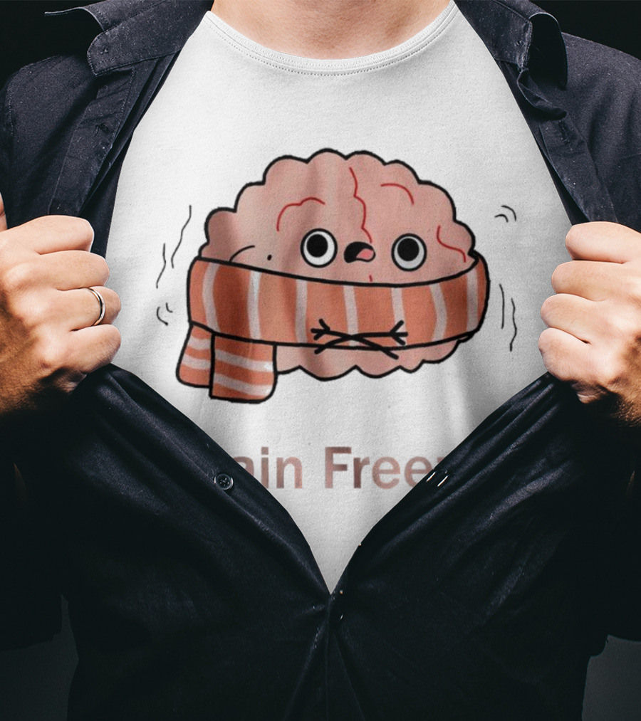 Brain Freeze Shivering Brain Wrapped In A Scarf T-Shirt