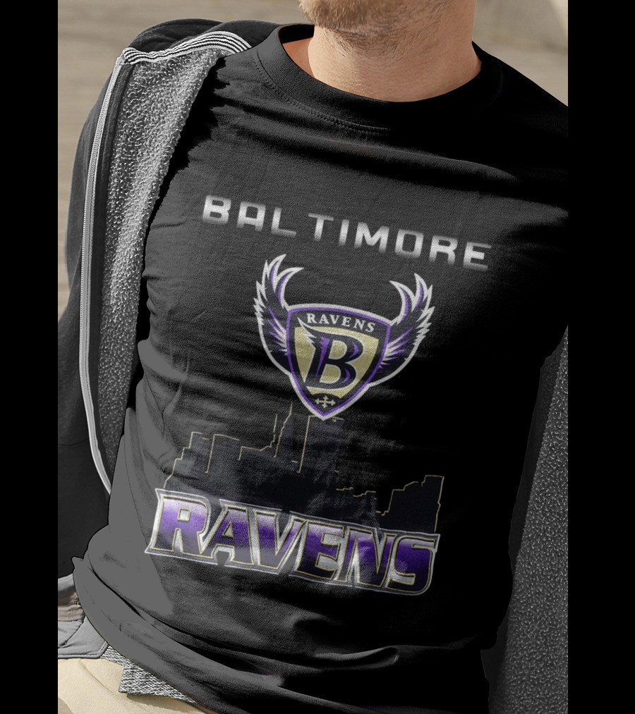 Baltimore Ravens Skyline Logo Vintage Ravens T-Shirt
