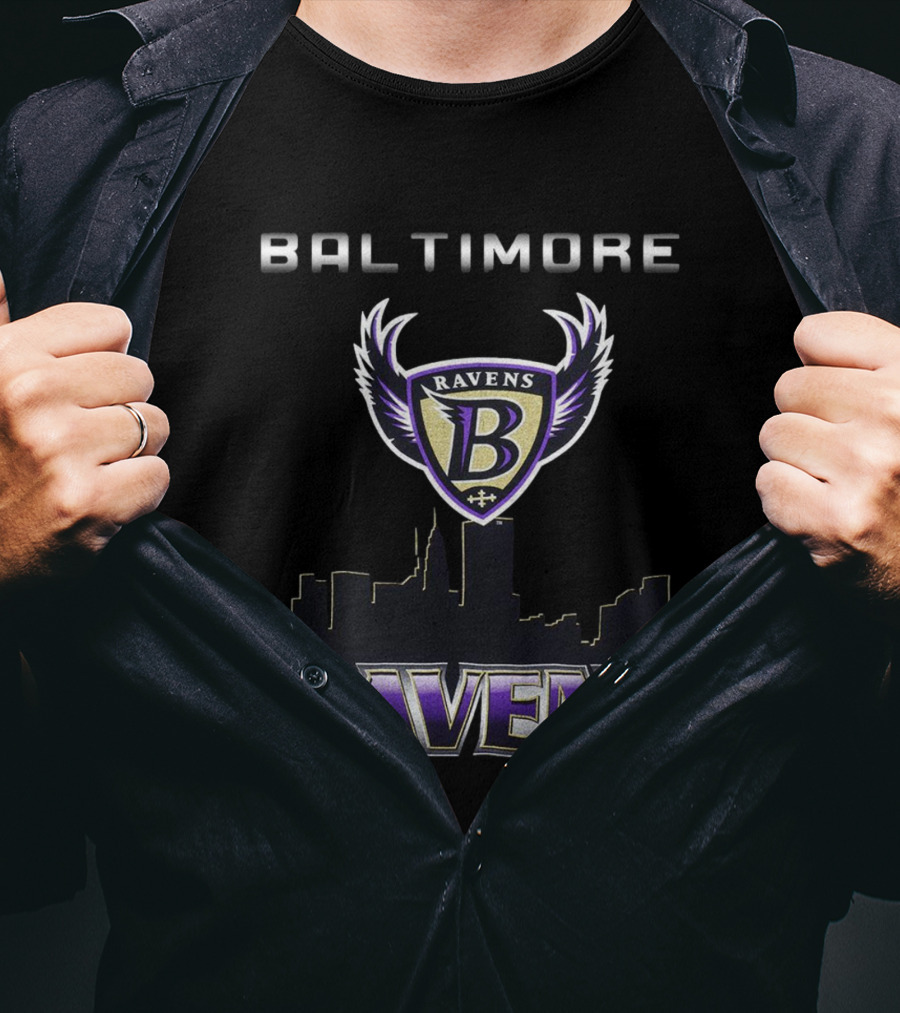 Baltimore Ravens Skyline Logo Vintage Ravens T-Shirt