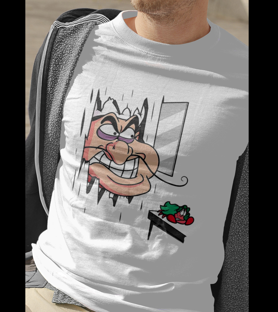 Chef Louis The Little Mermaid Cartoon Illustration With Louis Peeking Through Doorway T-Shirt