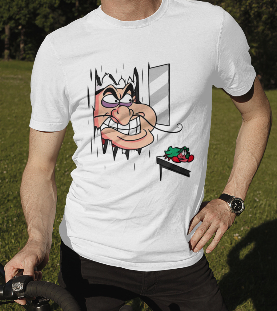 Chef Louis The Little Mermaid Cartoon Illustration With Louis Peeking Through Doorway T-Shirt