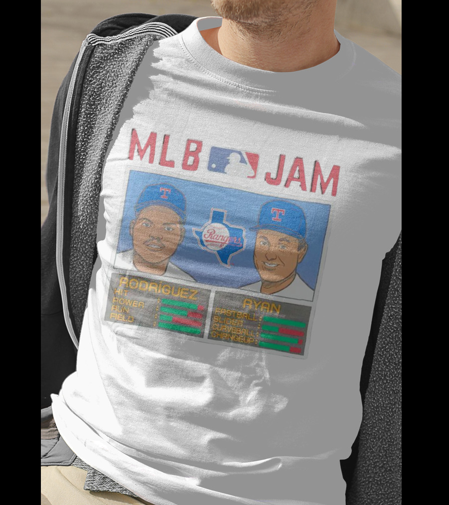 MLB Jam Texas Rangers Rodriguez And Ryan Baseball Stats T-Shirt