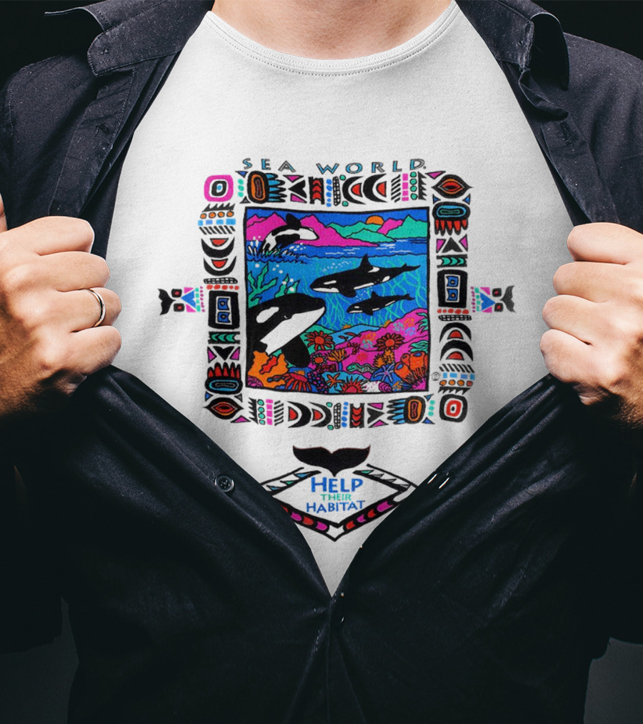 Sea World Bright Neon Orcas Help Their Habitat T-Shirt