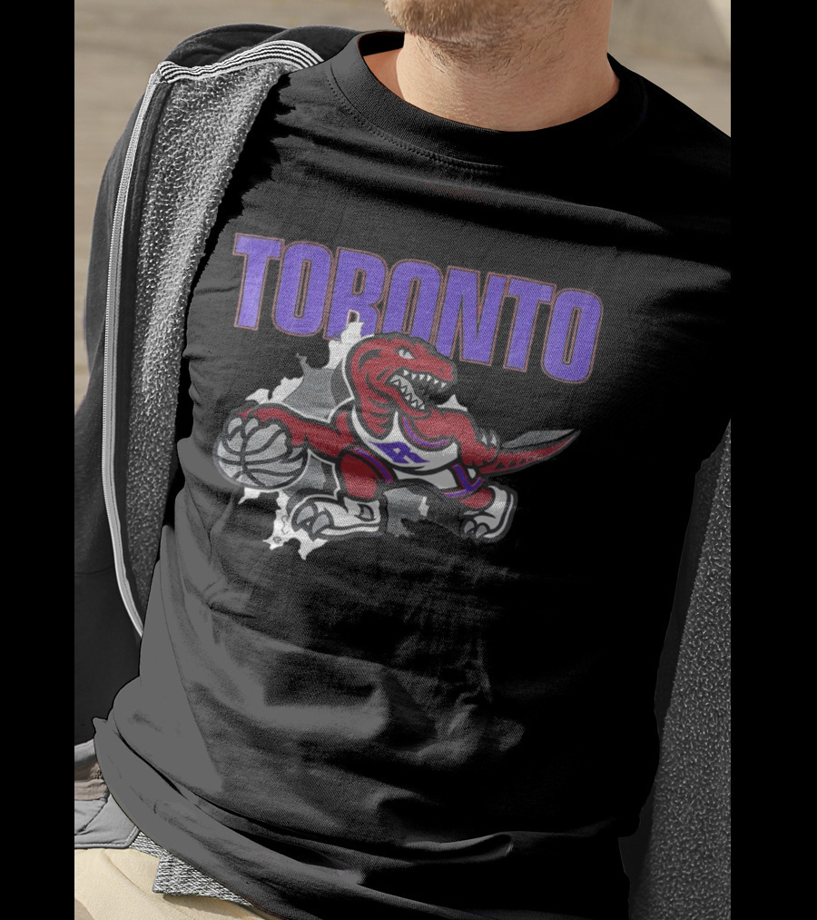 Toronto Raptors Basketball Dinosaur Logo Badge T-Shirt