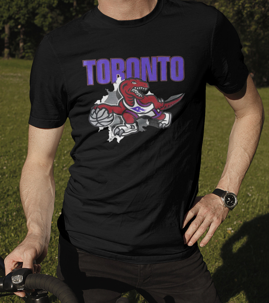 Toronto Raptors Basketball Dinosaur Logo Badge T-Shirt