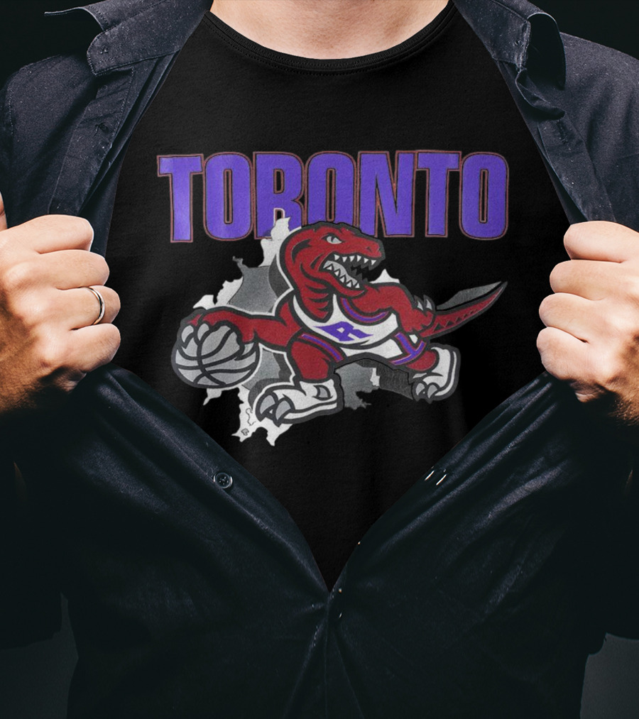 Toronto Raptors Basketball Dinosaur Logo Badge T-Shirt