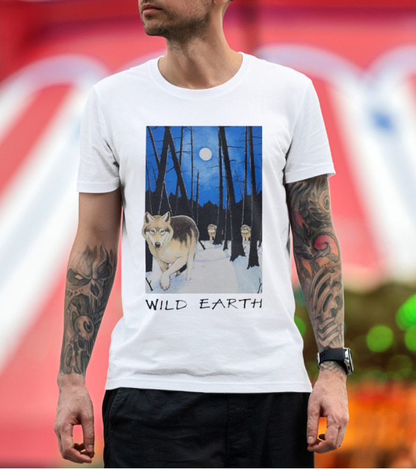 Premium T-Shirt: Wild Earth Wolves Under Moonlit Forest T-Shirt Wild Earth Wolves Under Moonlit Forest T-Shirt