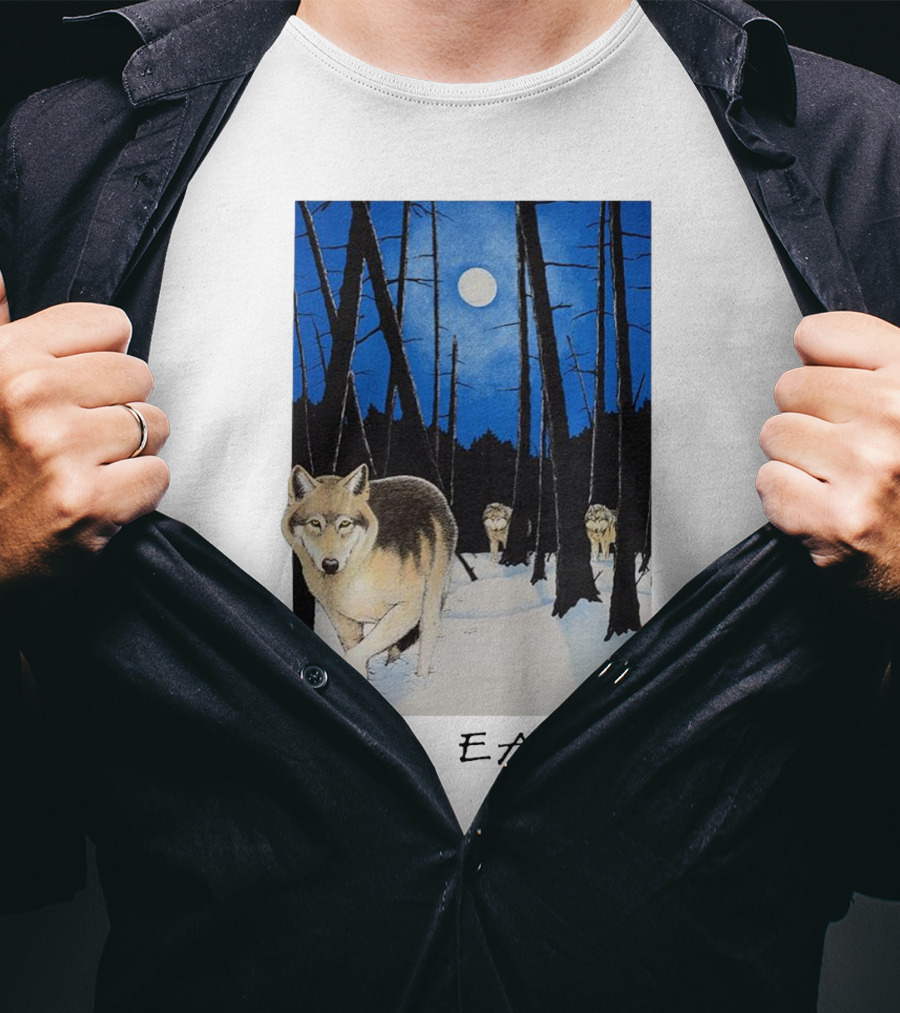 Wild Earth Wolves Under Moonlit Forest T-Shirt