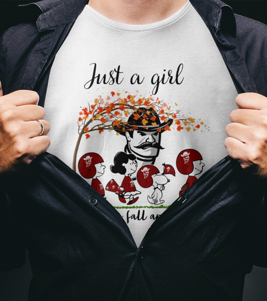 Just A Girl Who Loves Fall And Aggies Peanuts Cartoon T-Shirt