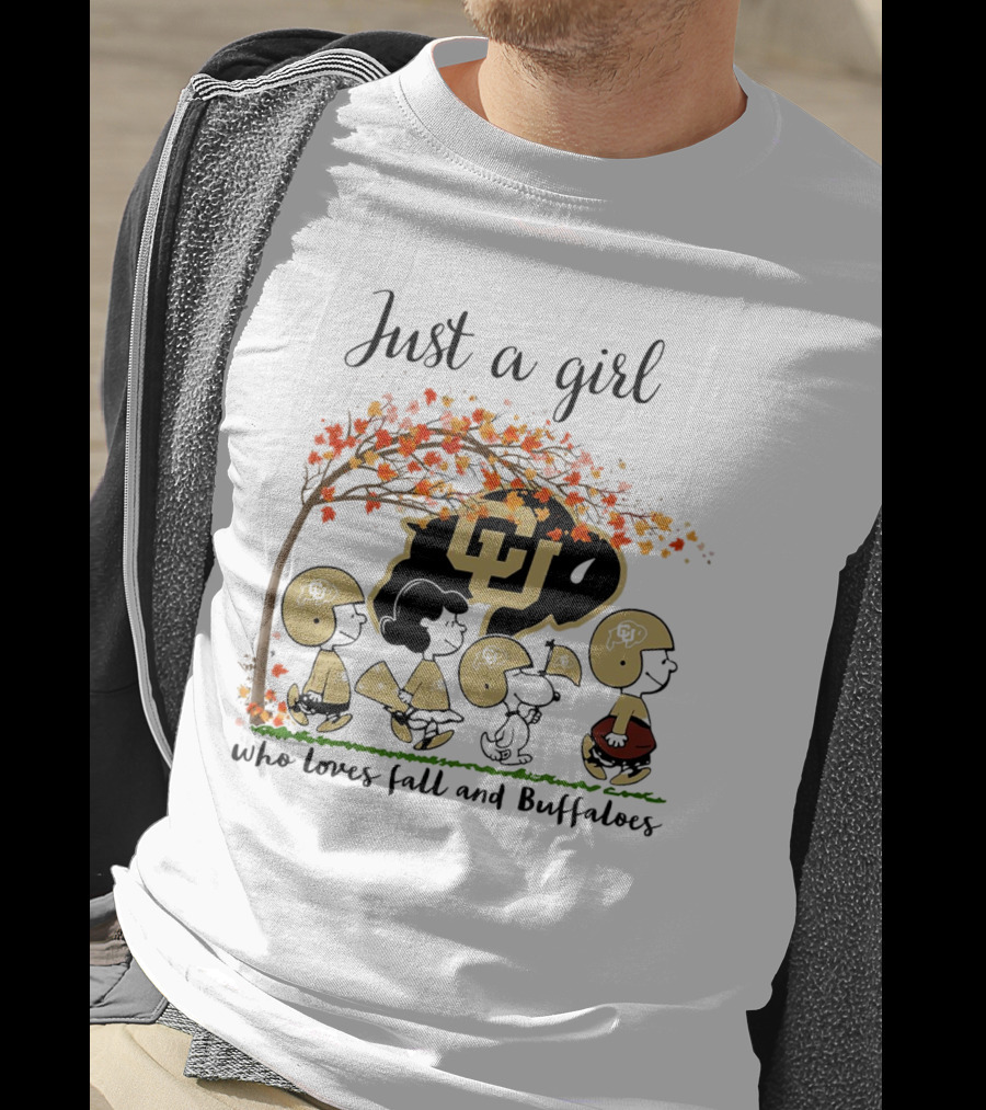 Just A Girl Who Loves Fall And Colorado Buffaloes Peanuts Cartoon T-Shirt
