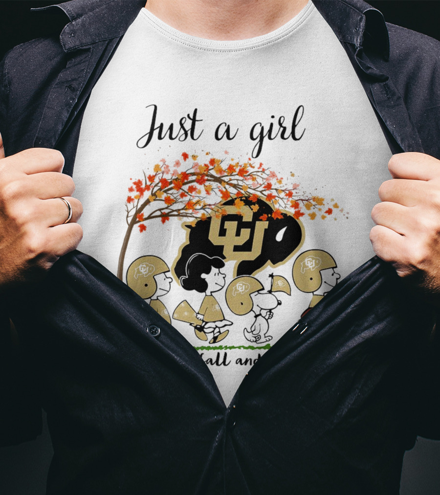 Just A Girl Who Loves Fall And Colorado Buffaloes Peanuts Cartoon T-Shirt