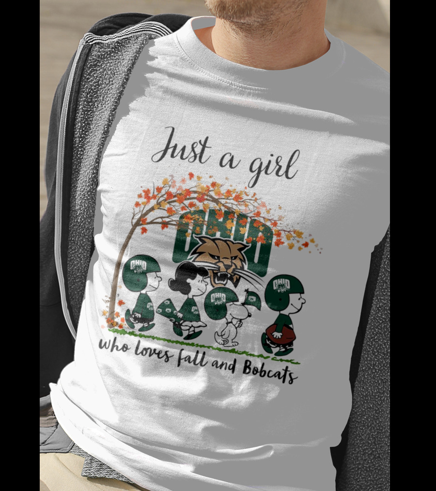 Just A Girl Who Loves Fall And Ohio Bobcats Peanuts Cartoon T-Shirt