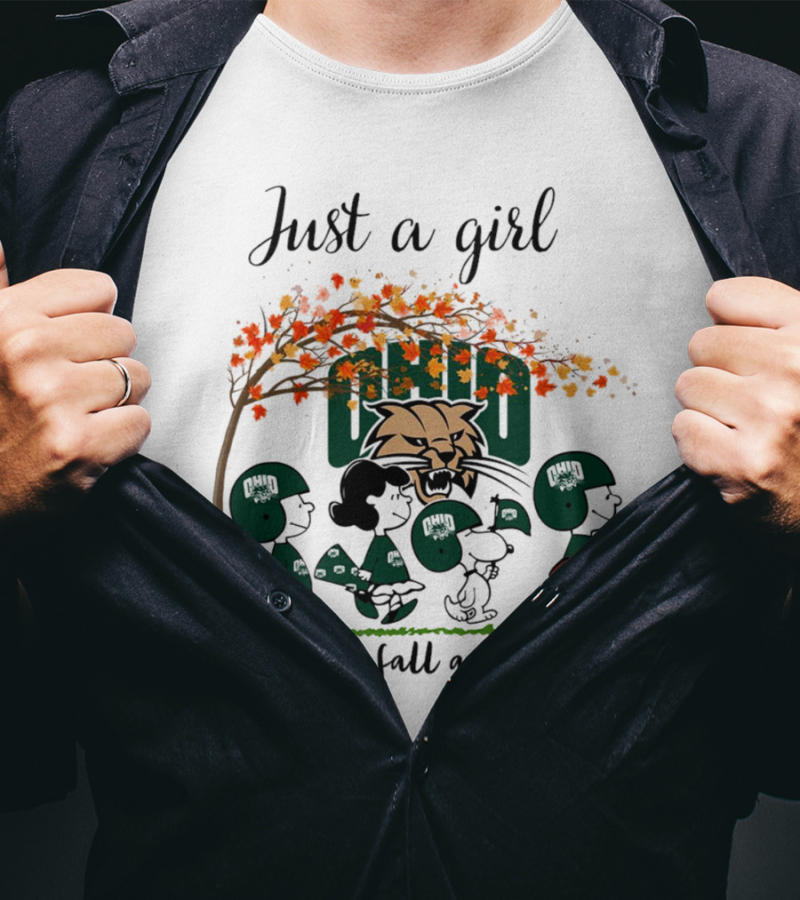 Just A Girl Who Loves Fall And Ohio Bobcats Peanuts Cartoon T-Shirt