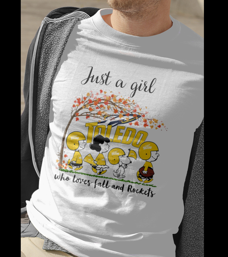 Just A Girl Who Loves Fall And Toledo Rockets Peanuts Cartoon T-Shirt