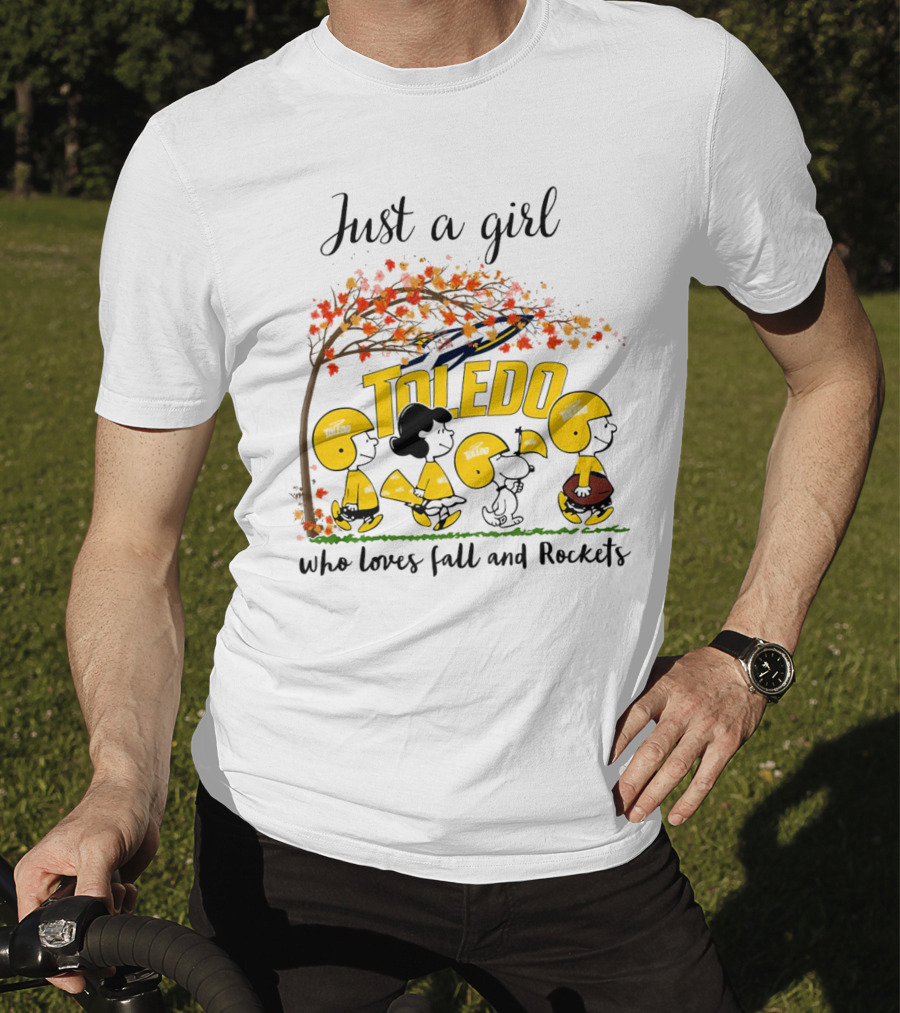 Just A Girl Who Loves Fall And Toledo Rockets Peanuts Cartoon T-Shirt
