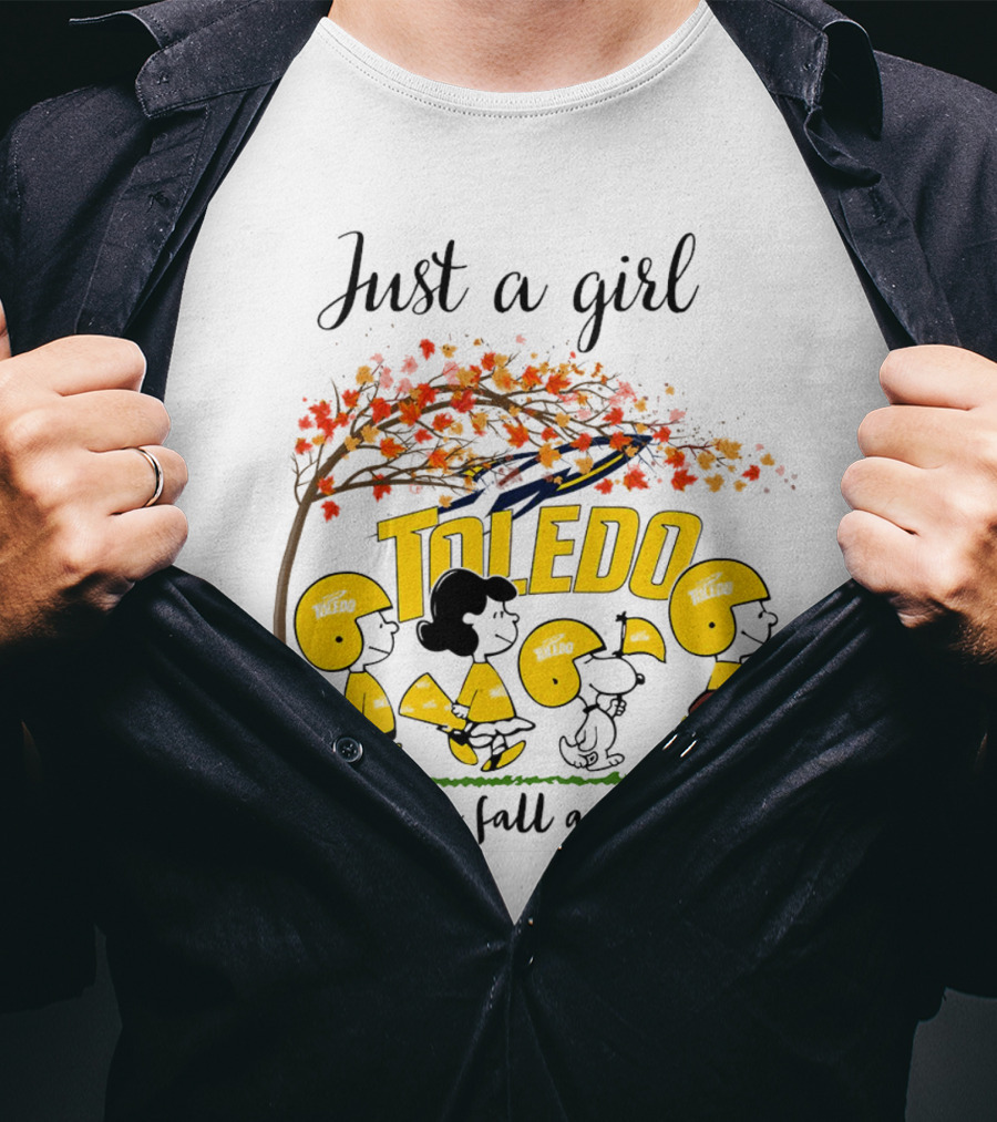 Just A Girl Who Loves Fall And Toledo Rockets Peanuts Cartoon T-Shirt