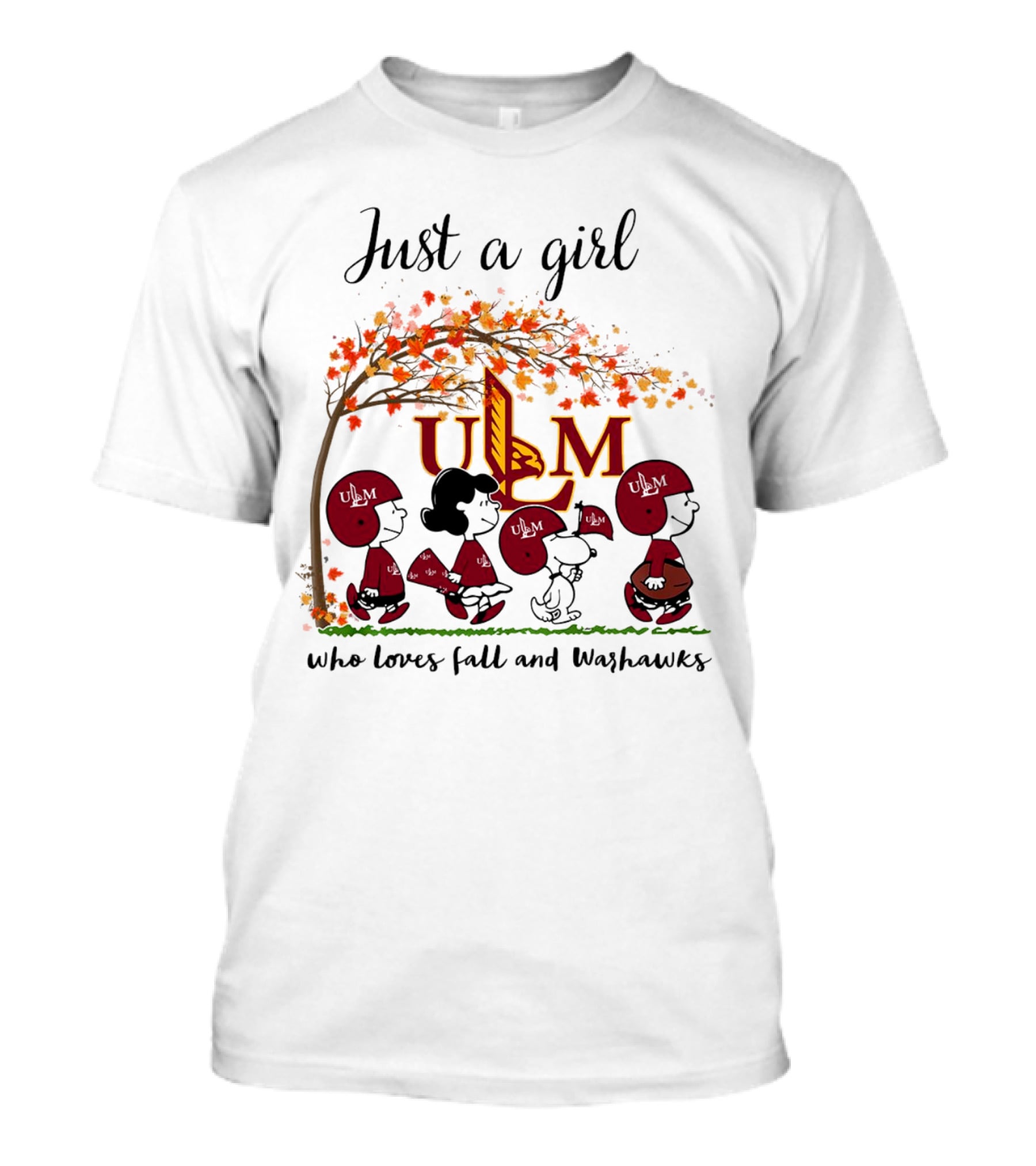 Just A Girl Who Loves Fall And ULM Warhawks T-Shirt