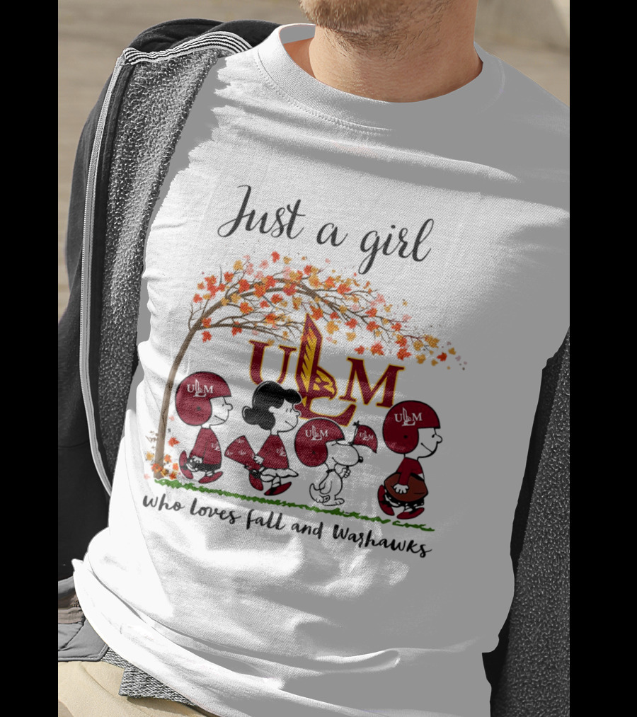 Just A Girl Who Loves Fall And ULM Warhawks T-Shirt