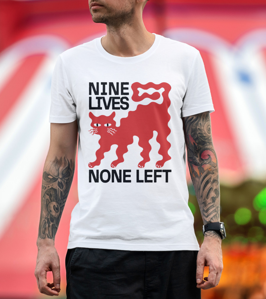 Nine Lives None Left Red Cat T-Shirt