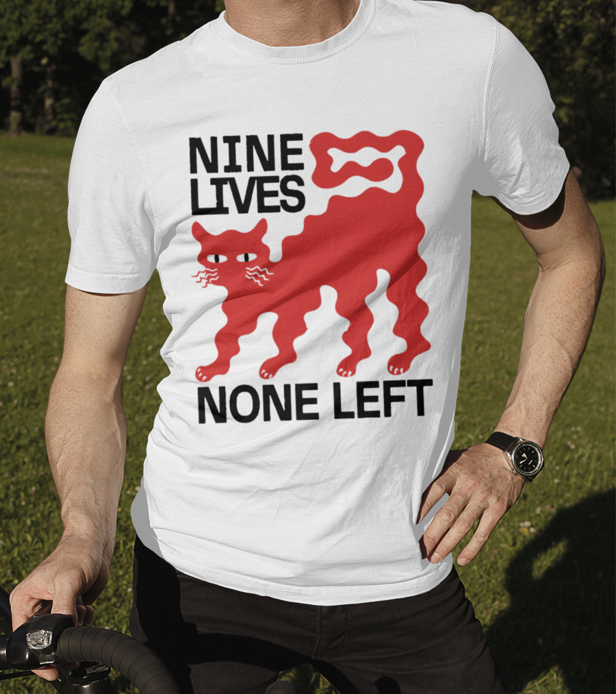 Nine Lives None Left Red Cat T-Shirt