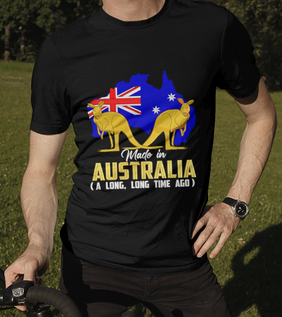 Made In Australia A Long Time Ago With Kangaroos And Australia Map Flag T-Shirt
