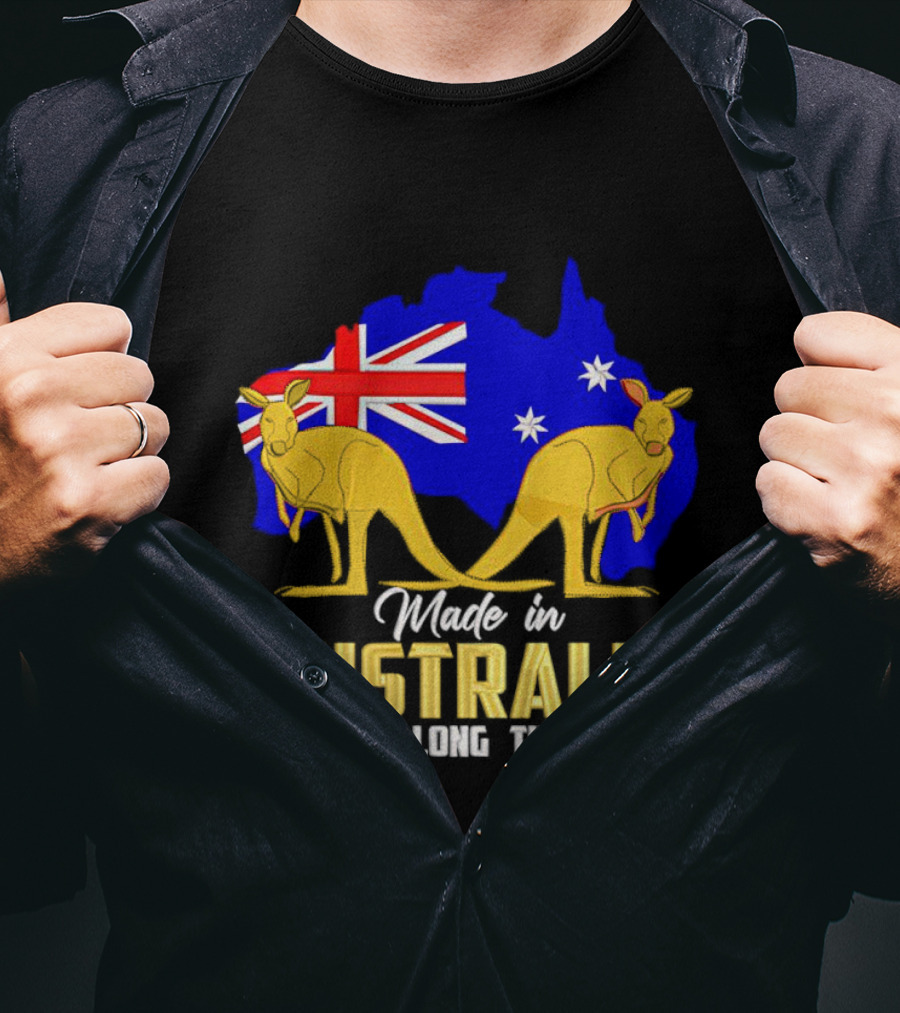 Made In Australia A Long Time Ago With Kangaroos And Australia Map Flag T-Shirt